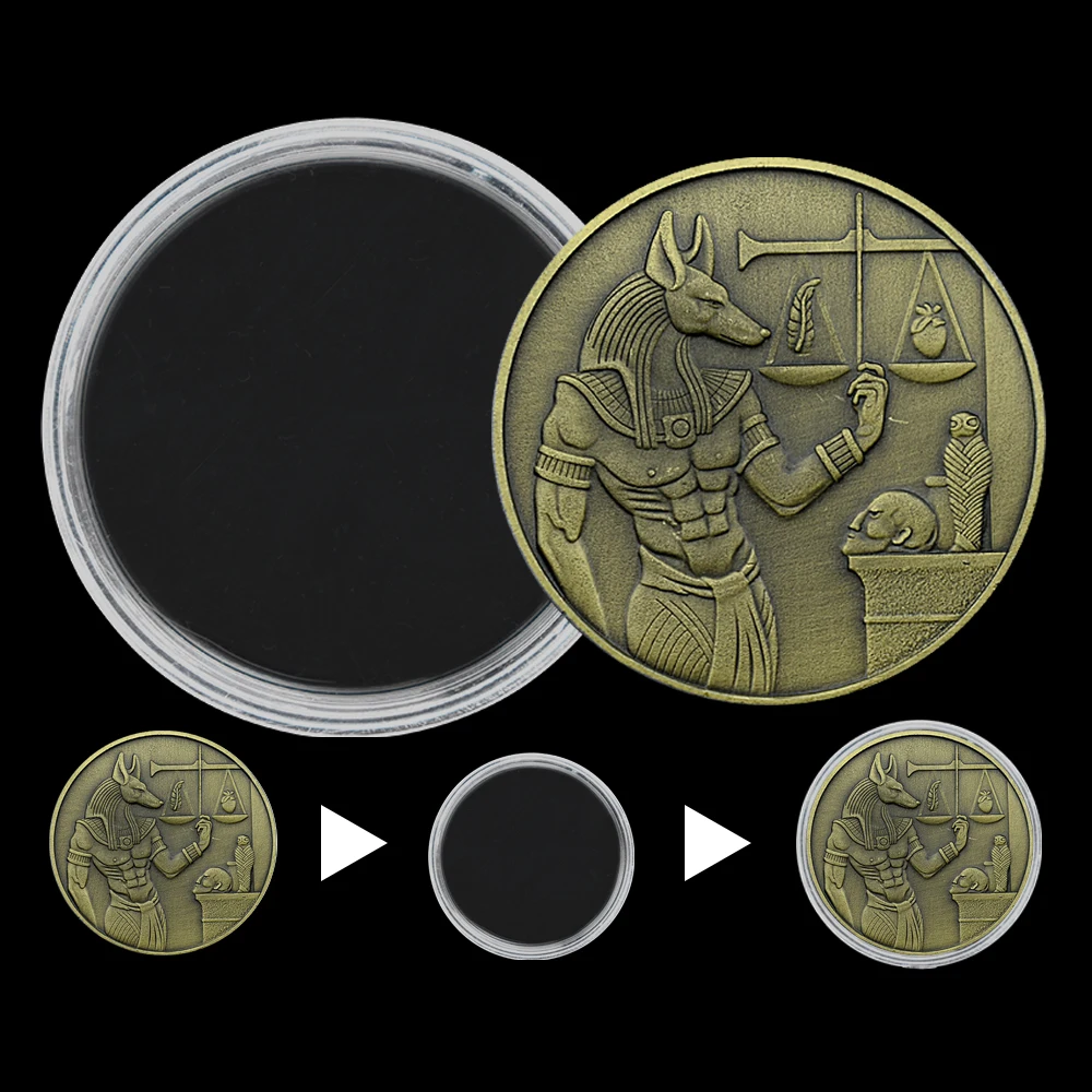 Монета Древнеегипетского Бога Анубиса, Медаль Справедливости Весов, Редкие Золотые / Серебряные / Винтажные Монеты Вызова - 1 Унция - Коллекционный Подарок