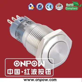 Антивандальный кнопочный выключатель ONPOW 16 мм из нержавеющей стали LAS2GQF-11/S