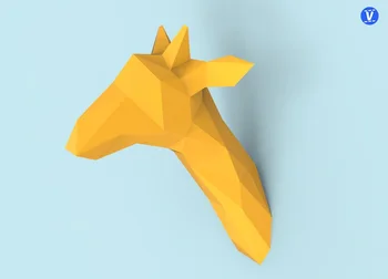 Жираф, висящий на стене, 3D бумажная модель, бумажная форма ручной работы, игрушка-украшение, геометрическая композиция Оригами