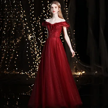 Элегантное вечернее платье из французского шифона Хепберн с пайетками на одно плечо, Чонсам, повязка на спине, вечернее платье для выпускного вечера, Vestidos De Noche